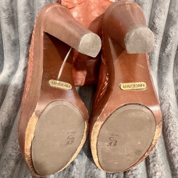 Vintage Cole Hann Nike Air G Series Heeled Brown Leather Boots - Picture 6 of 8